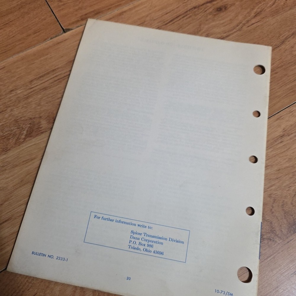 Spicer 1241 4 Speed Auxiliary Transmission Service Manual