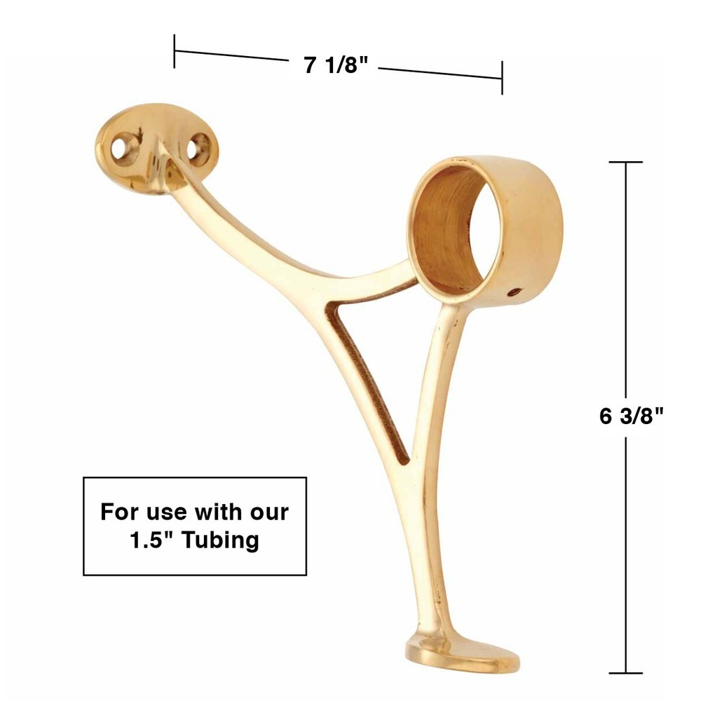 Polished Solid Brass Combination Bar Bracket 1.5" OD Rail | Renovator's Supply