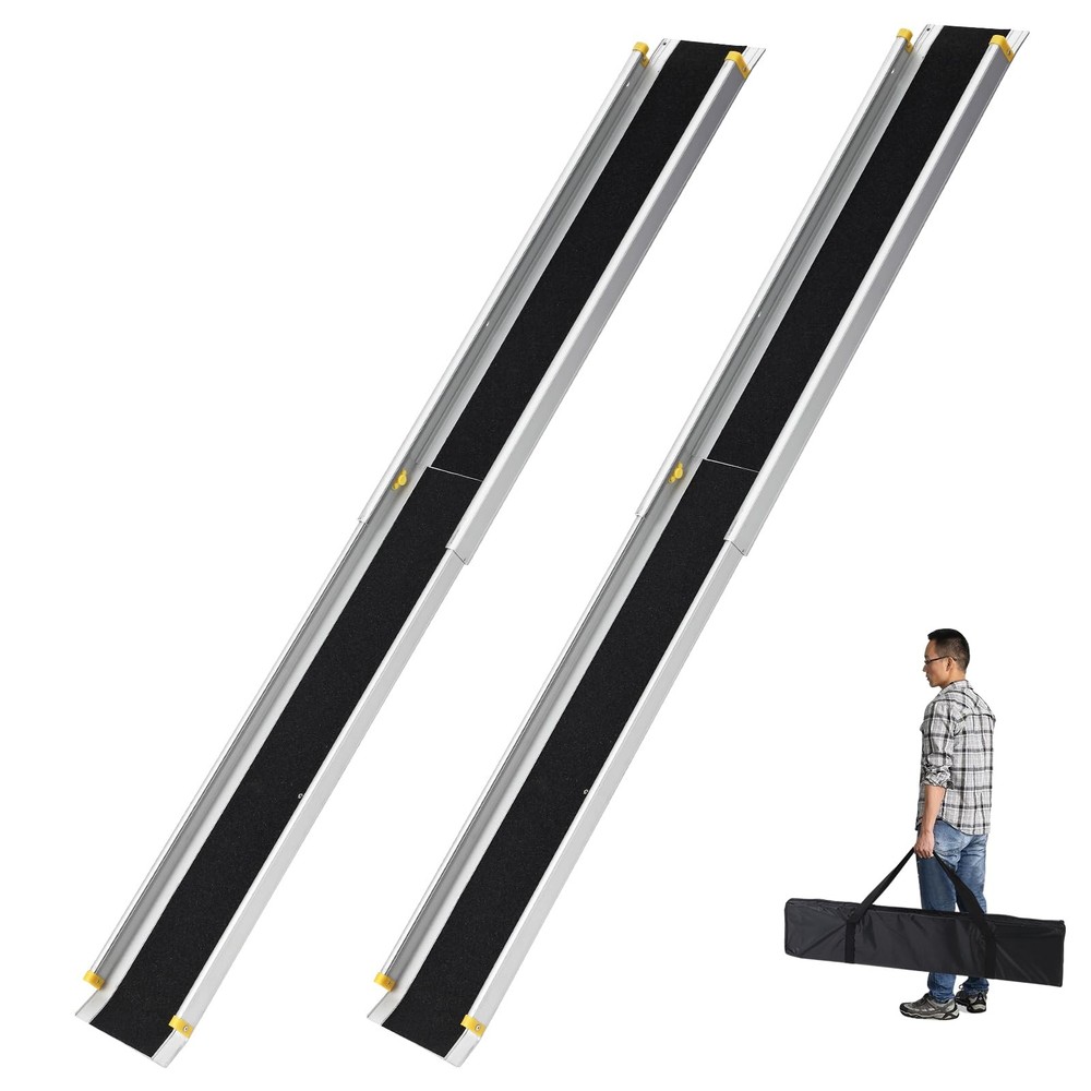 2-Pack 8ft Telescoping Aluminum Motorcycle Loading Ramp, Adjustable, Portable