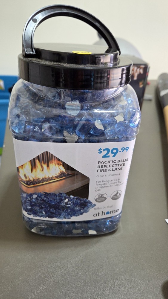 Pacific Blue Thick Reflective Fire Glass, 5.5