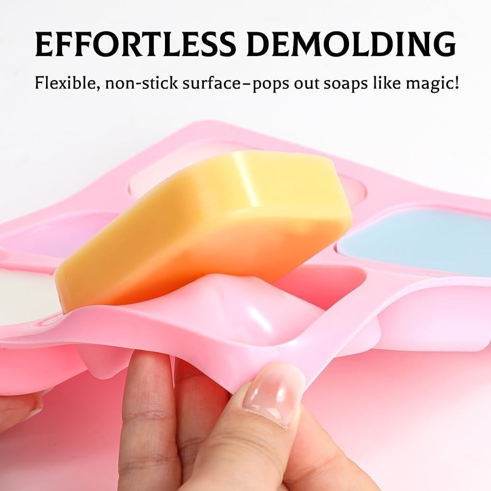 Versatile 6 Cavity Rounded Rectangle Silicone Molds for Soap & Crafts - 2 Pack