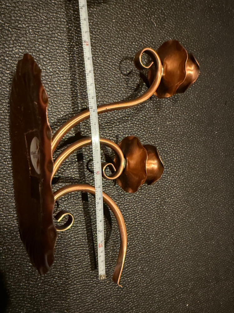 Vintage Solid Copper Gregorian Double Candlestick Holder W/ Sniffer