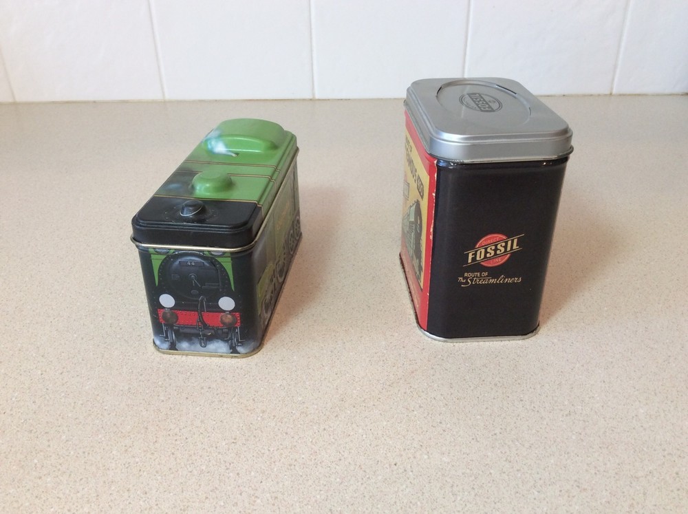 2 - Tin Boxes with Trains on them Streamliners Southern