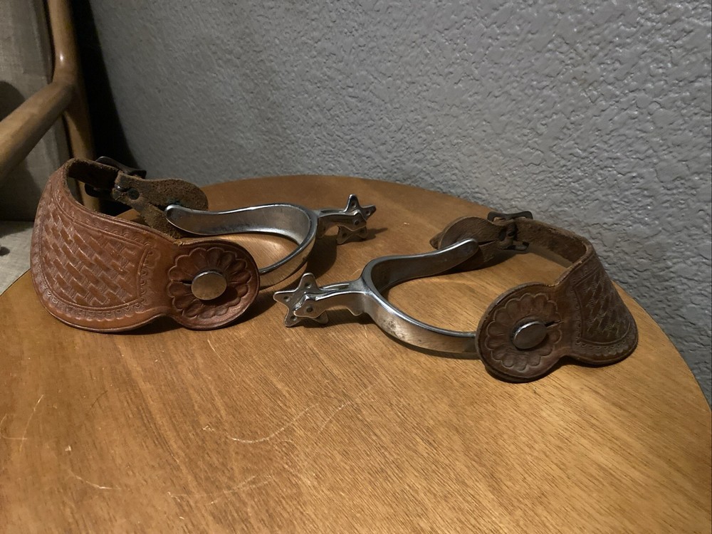 Vintage Spurs Hand Tooled Leather