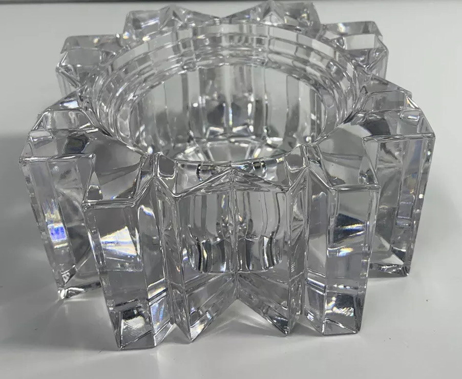 VTG 5" Heavy Crystal Candle Holder Star Pattern