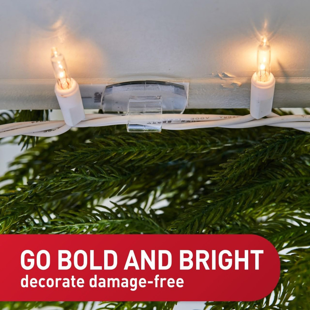 Command Outdoor Light Clips,20 Clear Clips and 24 Command Strips,Damage-Free Han
