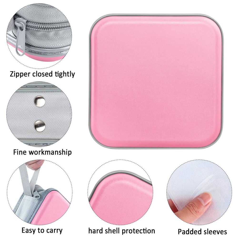 Siveit CD Case, 40 Capacity CD/DVD Case Holders 40 Capacity, Light Pink