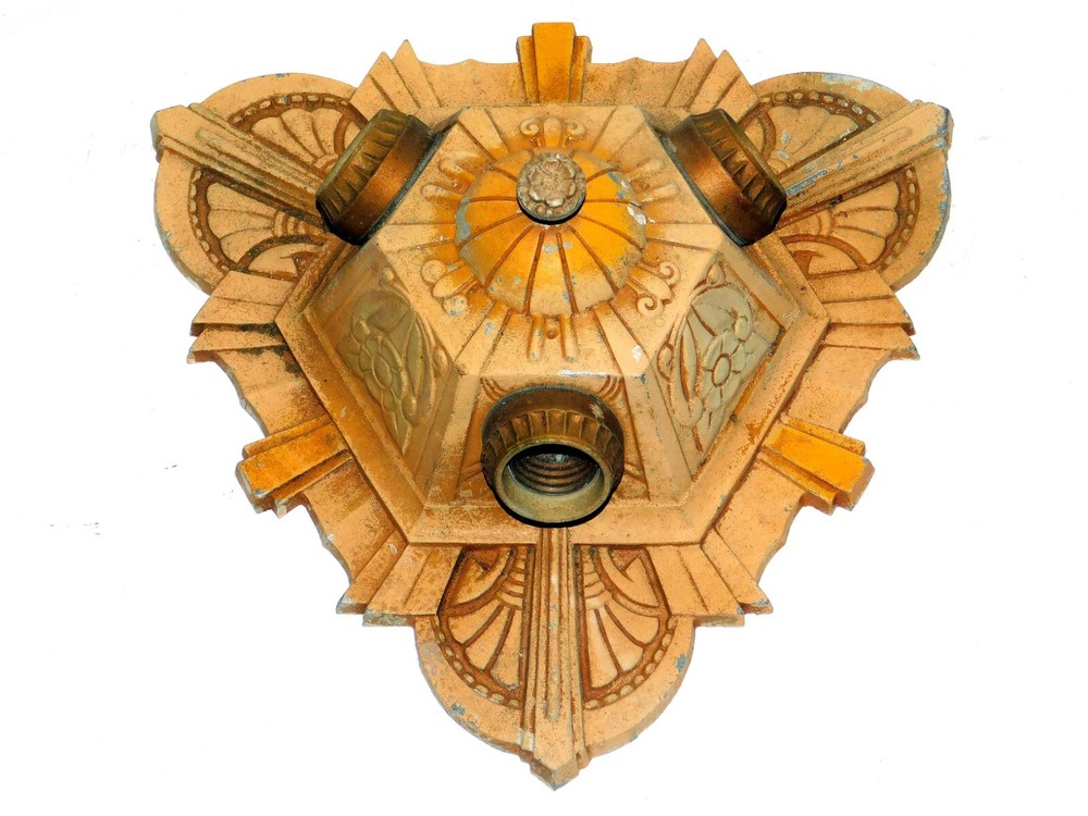 Vintage Art Deco 3-Bulb Ceiling Light