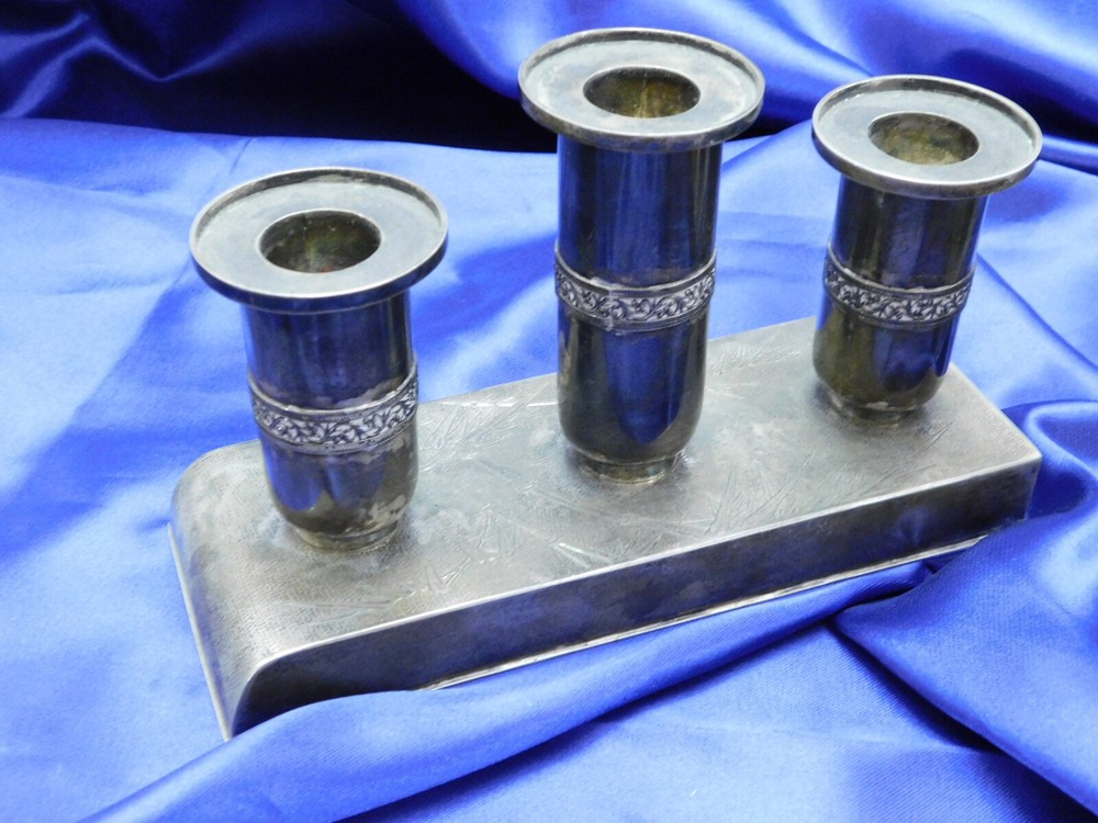 ZEESUNG CHINESE EXPORT STERLING SILVER CONSOLE CANDLEHOLDERS - EXCELLENT COND.