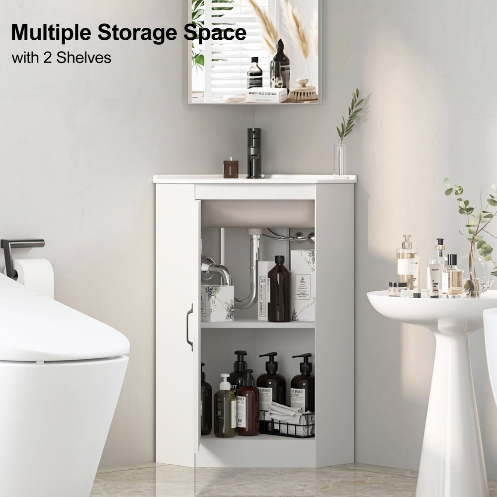 Corner Bathroom Vanity Sink Combo for Small Space Freestanding Compact Space US