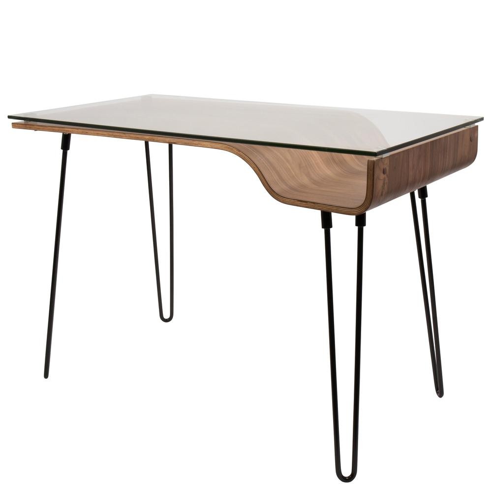 Walnut, Clear, Black Avery Desk