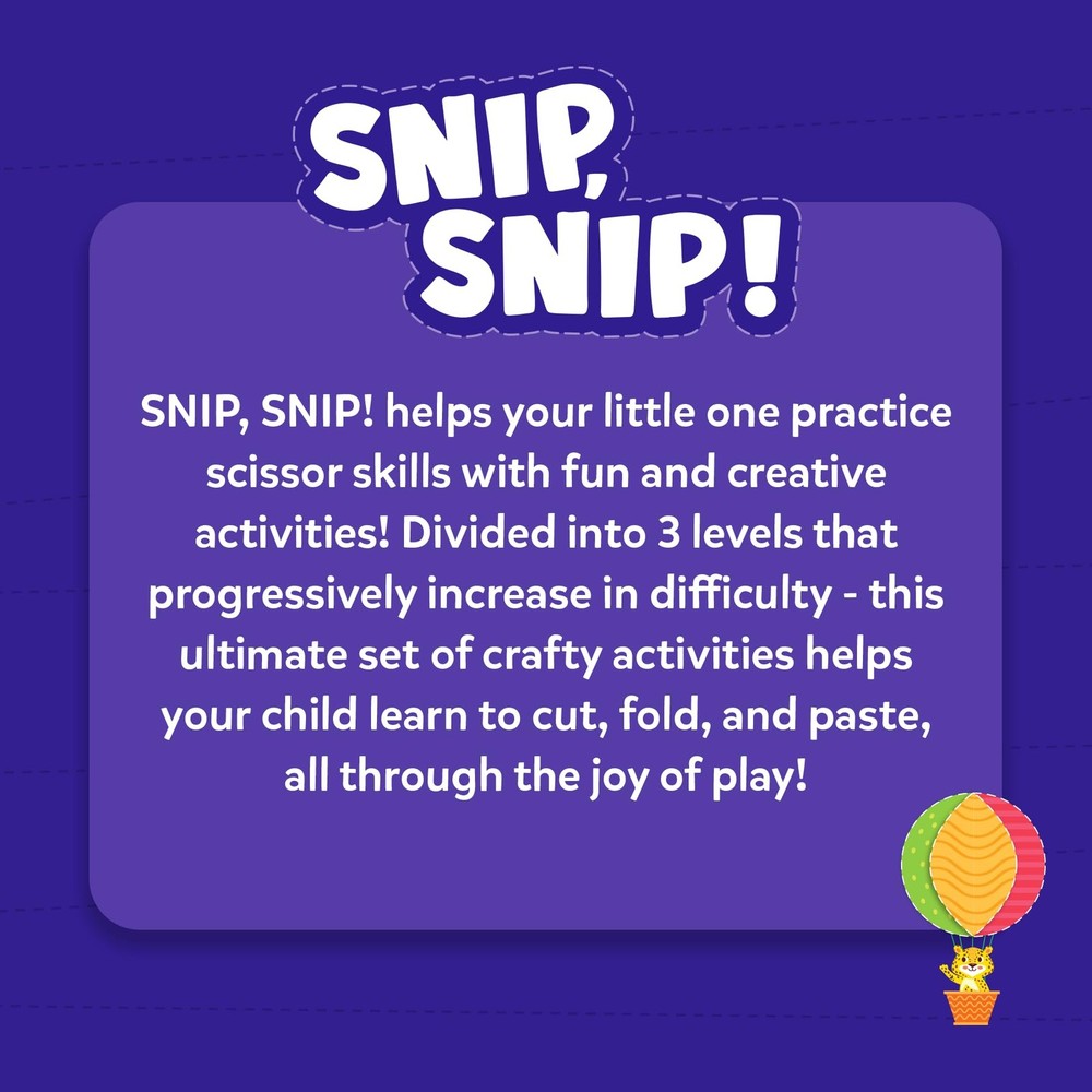Skillmatics Scissor Skills Activity Book - Snip Snip, Medium, Multicolor