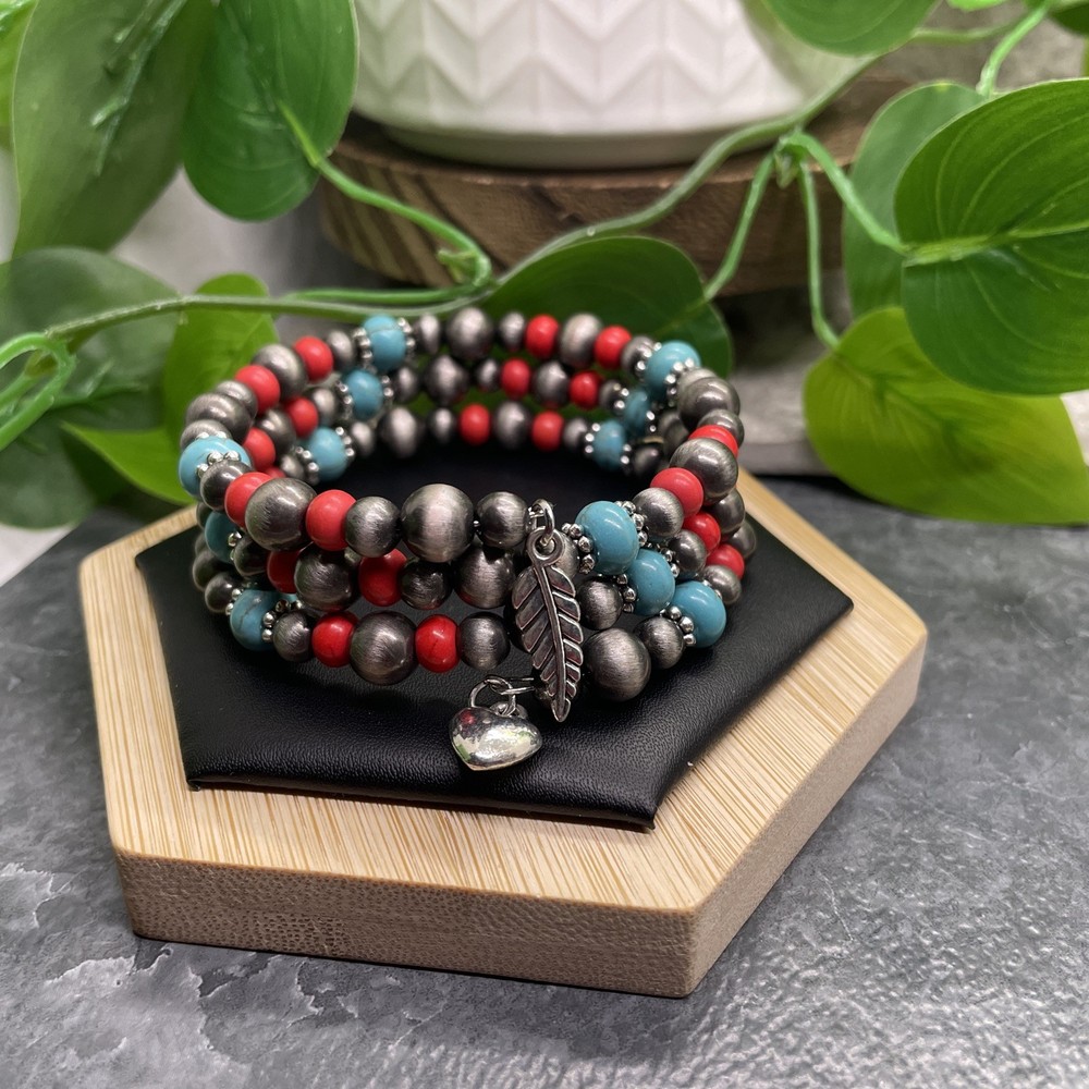 1 PC Handmade Boho Beaded Stackable Stretch Wrap Bracelet New Free Ship B7468