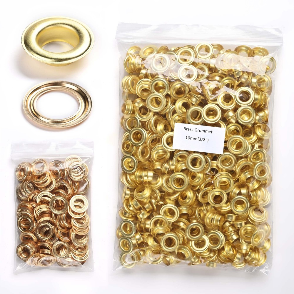 Yescom 500 sets Grommet Kit 3/8 inch 10mm Size #2 Solid Brass Eyelets Washers
