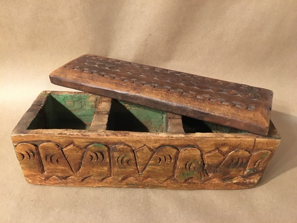 Antique Hand Carved Spice Box