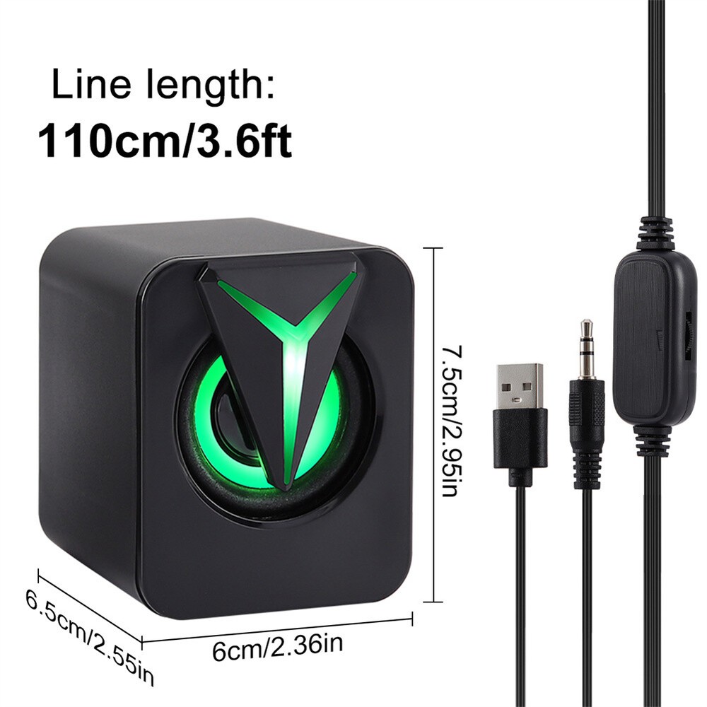 RGB LED Active Mini Computer Speakers USB Powered Stereo for PC Laptop Mac