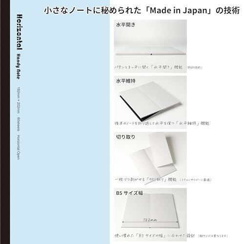 [Carry it like a smartphone] Horizontal notebook that opens flat to a B5 width.