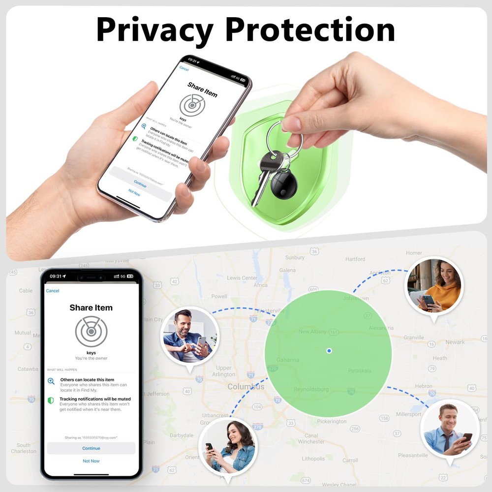 Tracker Tags-4 Pack: Bluetooth Tracker, with Apple Find My APP (iOS Only) Rep...