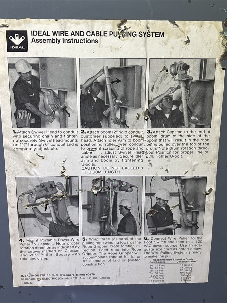 Ideal Wire And Cable Pulling System, Vintage Reversing Cable Puller 31-830 Set 4