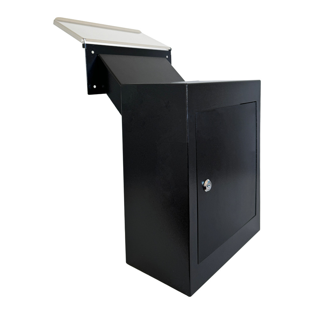 Rainproof Through the Wall Locking Mailbox with 10-Inch Adjustable Chute