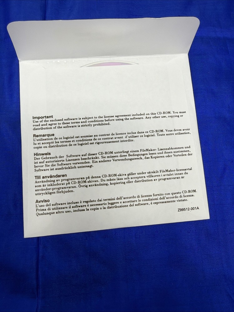 FileMaker Pro 7 Software for Mac CD-ROM Complete with Box & Manuals