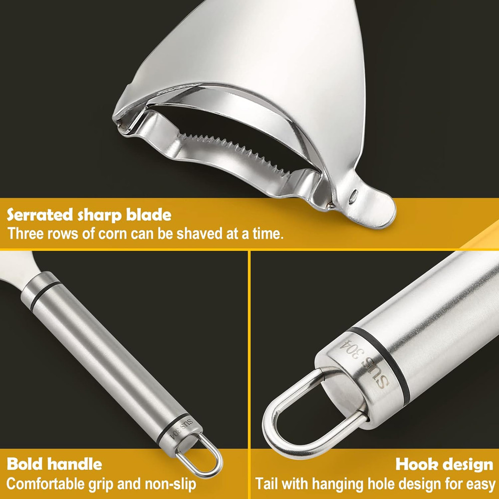 Corn Peeler Stainless Stee Corn Cob Stripper Tool Corn Thresher from the Cob, Re