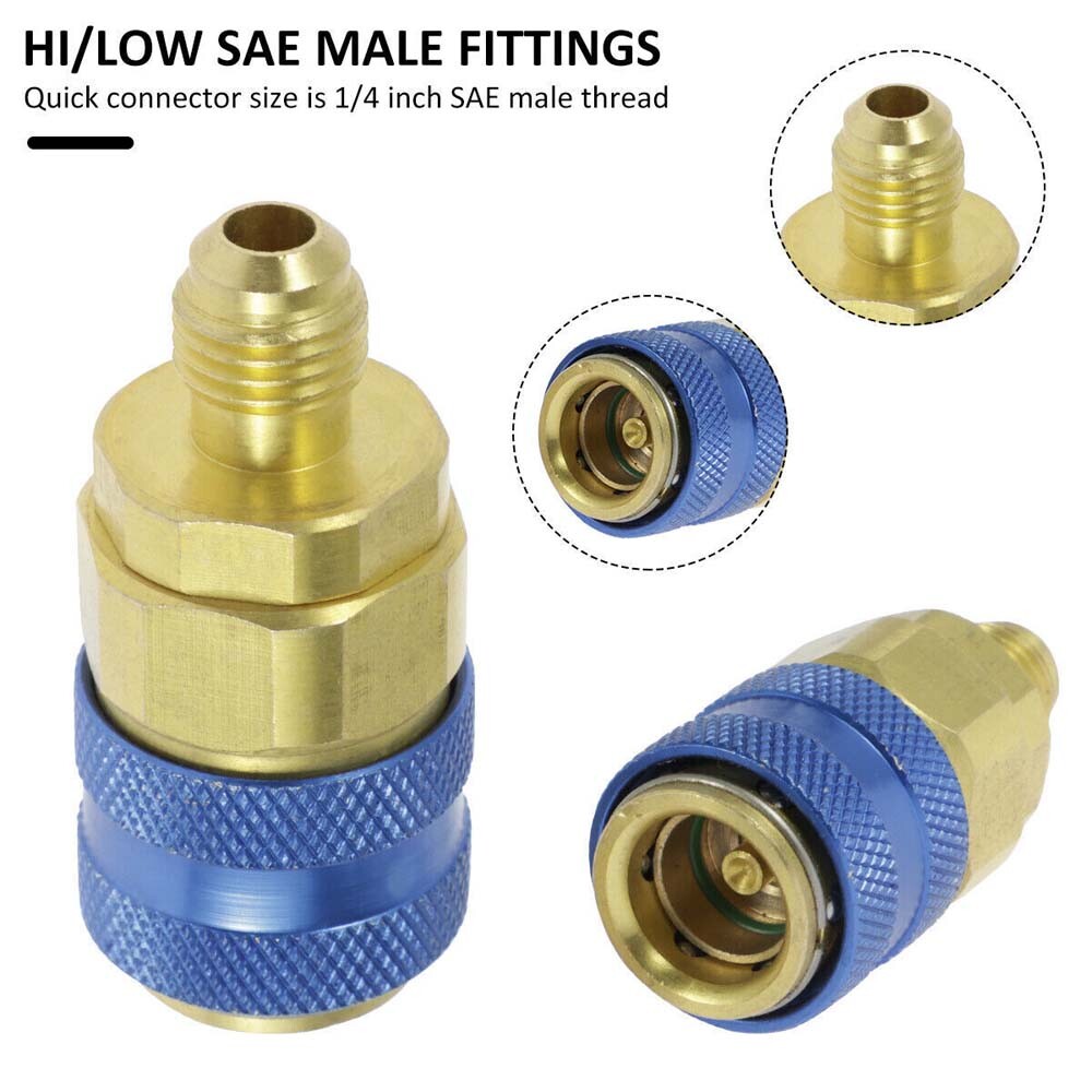 2Pack Car Freon AC A/C Air Conditioning High/Low Quick Connector Adapter Coupler