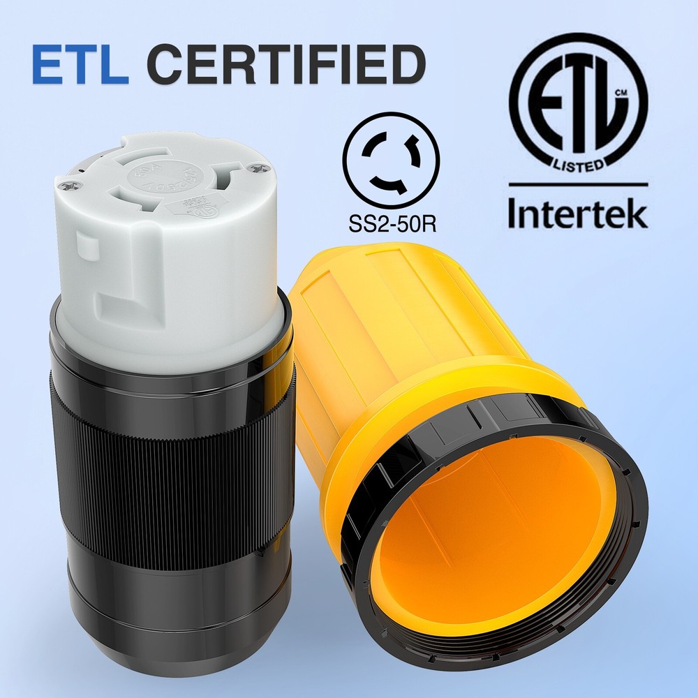 Nilight 50AMP RV Power Cord Twist Lock Plug with Boot Locking Cover 125/250V