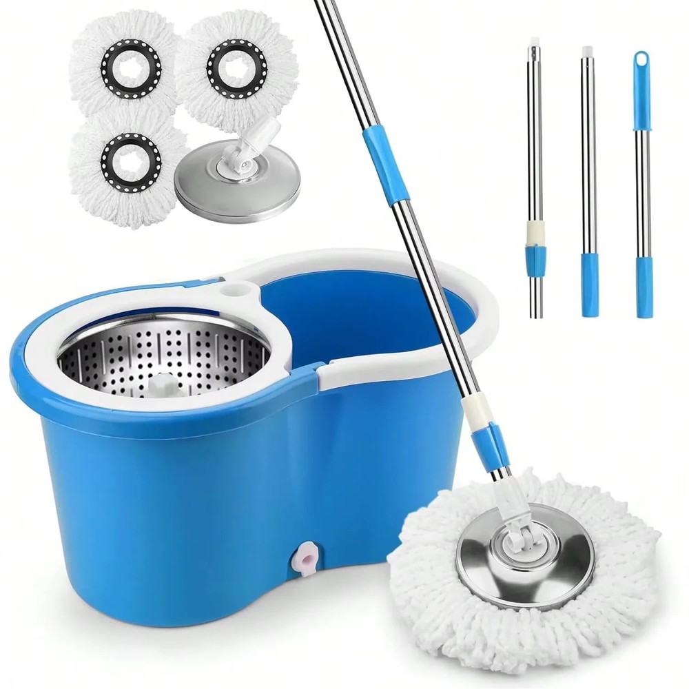 Spin Mop & Bucket System – 360° Floor Cleaner with Adjustable Handle&3 Mop Head