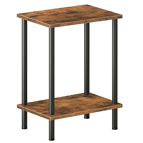 End Table, Small Side Table, Nightstand with 2-Layer 1 Rustic Brown + Black
