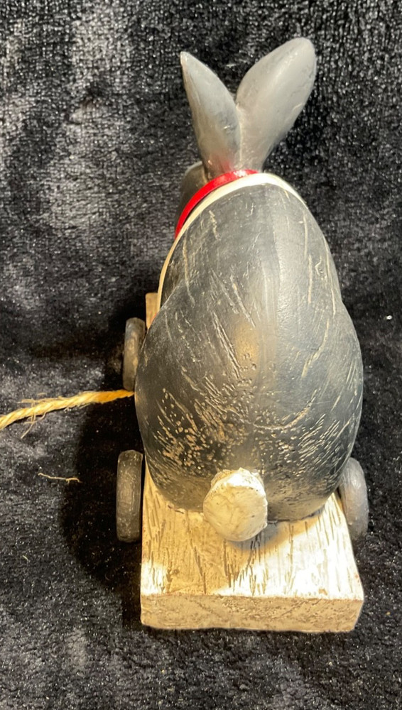 Bunny Rabbit Pull Toy Distributed By Sullivans Black & White Folk Art Spring