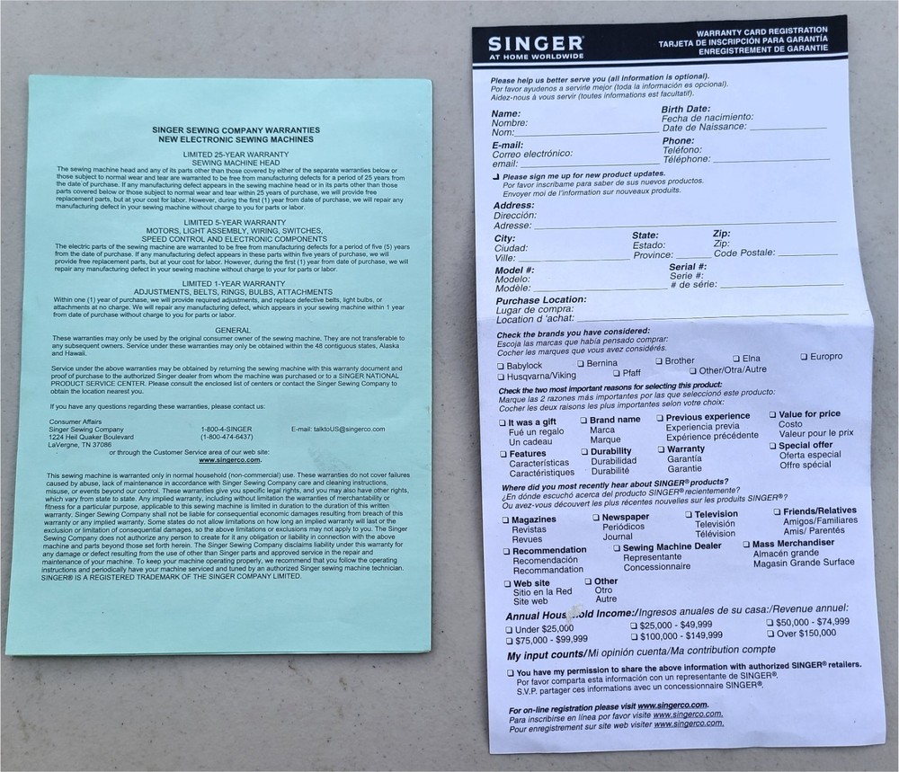 SINGER SEWING MACHINE MODEL CE-250 - EMBROIDERING UNIT