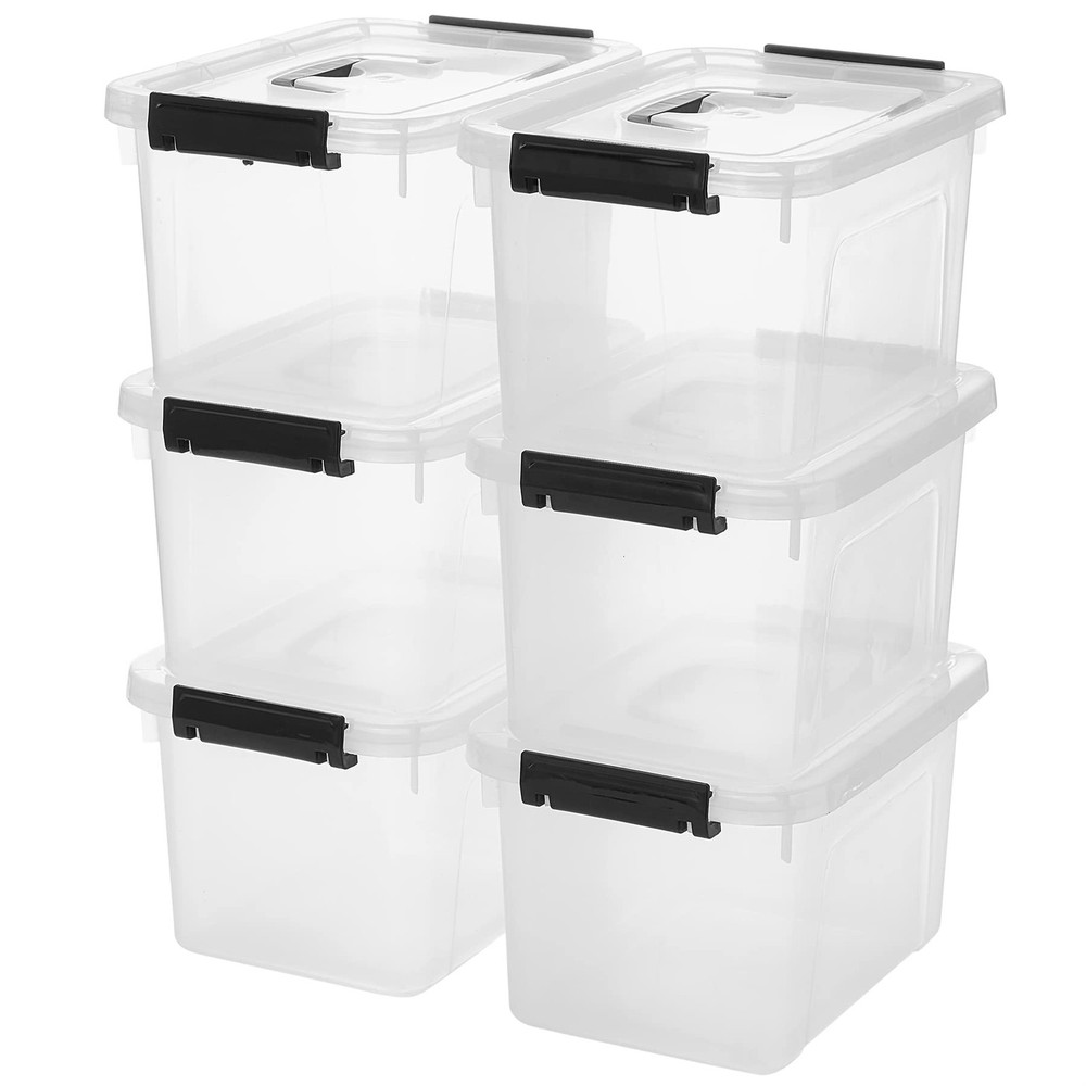 6 Quart Clear Storage Latch Box/Bins, 6-Pack Plastic Container with Latches a...