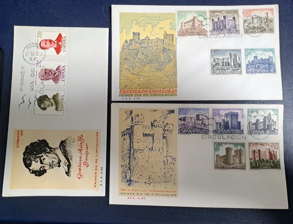 3 Spain 1970s FDC Covers & Stamps