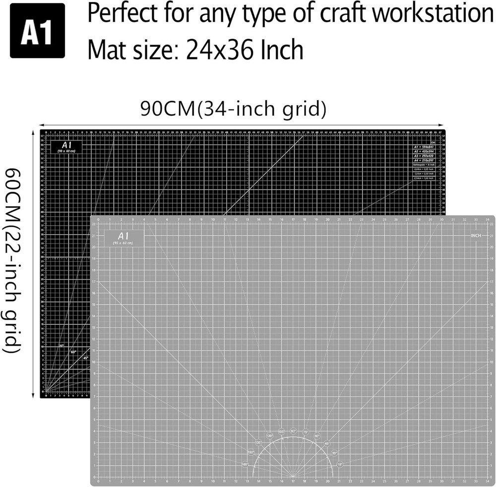 Thickened 24x36 Inch Reversible Cutting Mat - Ideal for Sewing & Leather Work