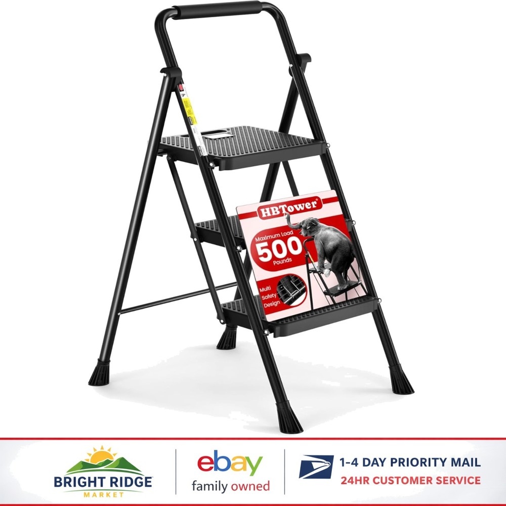 Convenient Folding Step Stool with Wide Steps and Safety Lock Mechanism