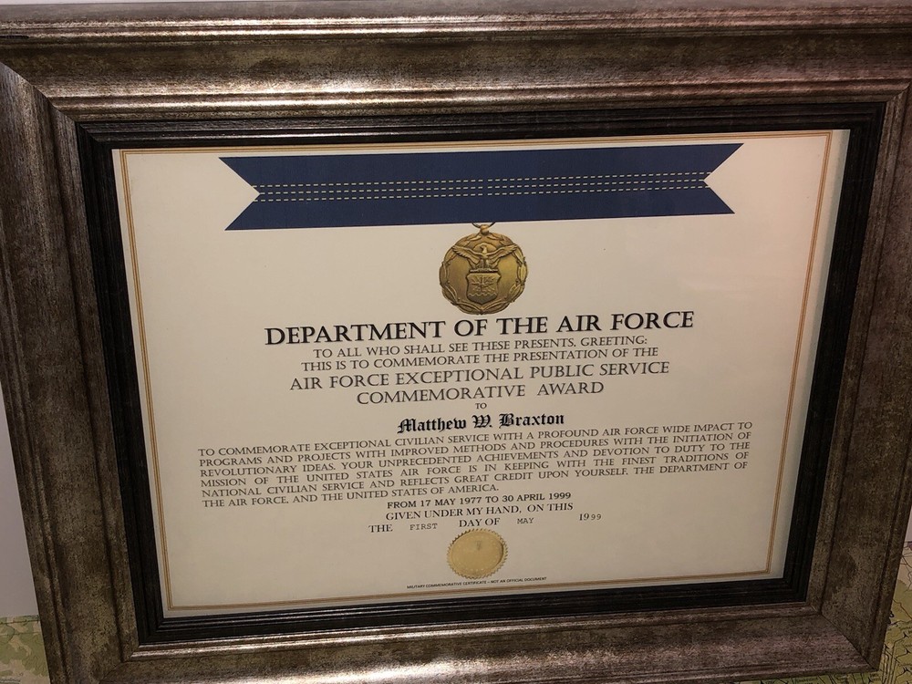 USAF EXCEPTIONAL PUBLIC SERVICE COMMEMORATIVE AWARD CERTIFICATE Type-1