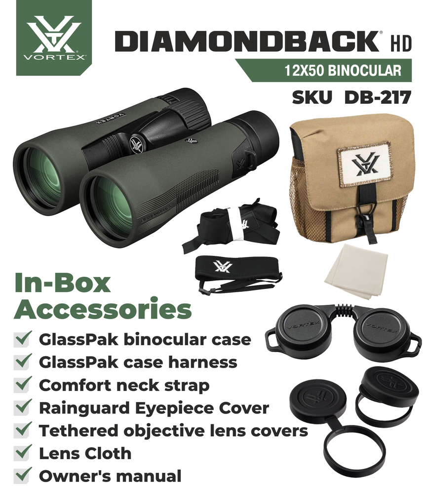 Vortex Optics Diamondback HD 12x50 Binocular with Free Camo Forest Hat Bundle