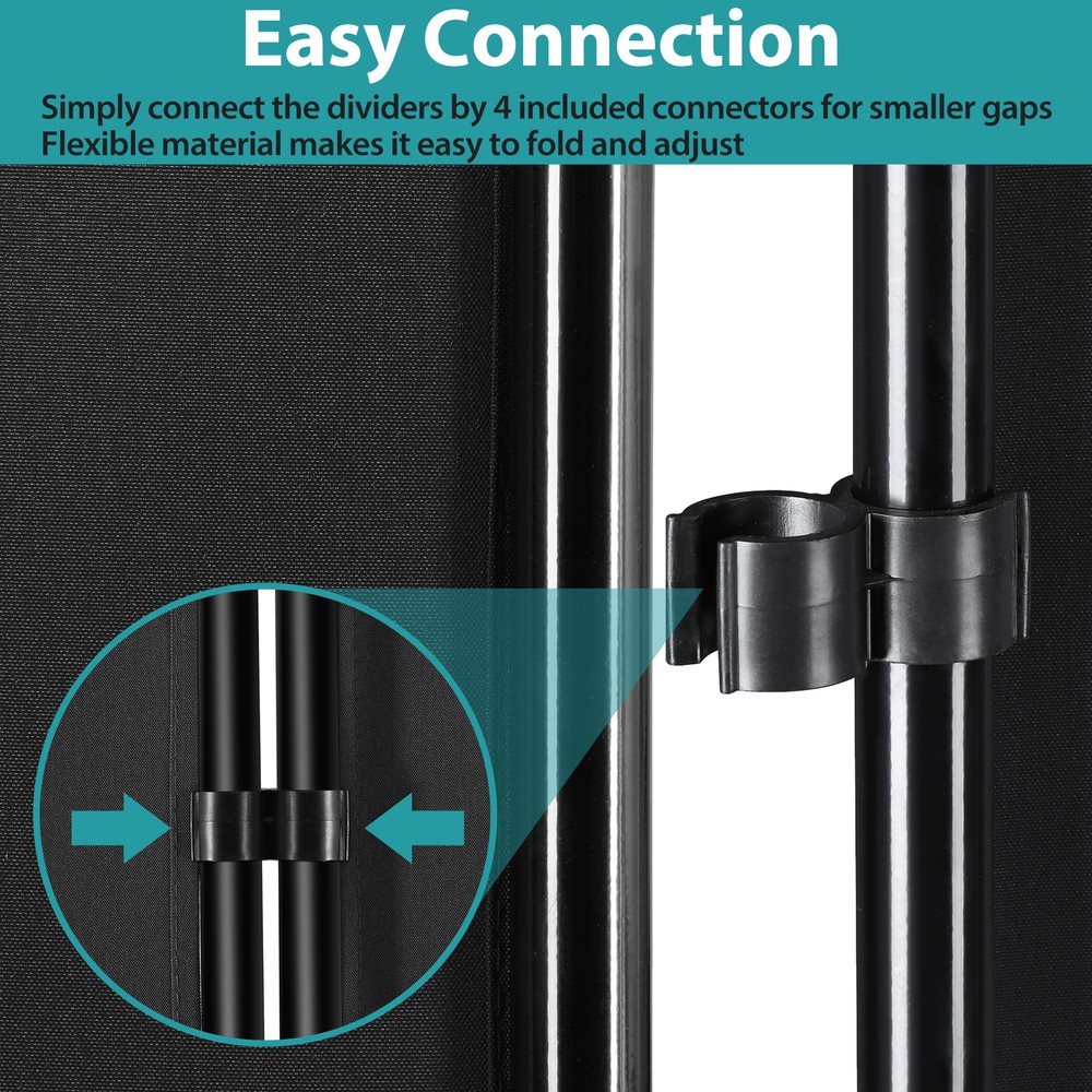 Room Divider 72'' Height 3 Panels Folding Privacy Screens Multi-purpose Black