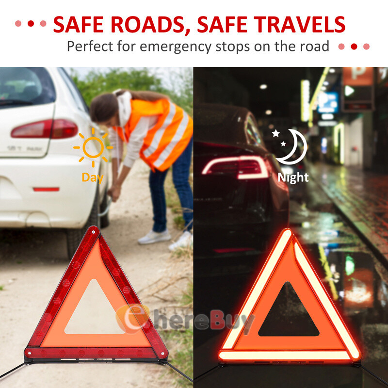 3 PCs Warning Dot Approved Triangle Emergency Reflective Sign Safety Roadside