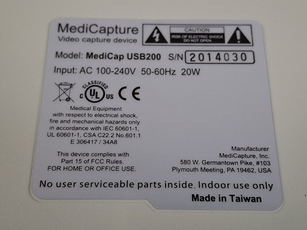 MediCapture MediCap USB200 Video Capture Device