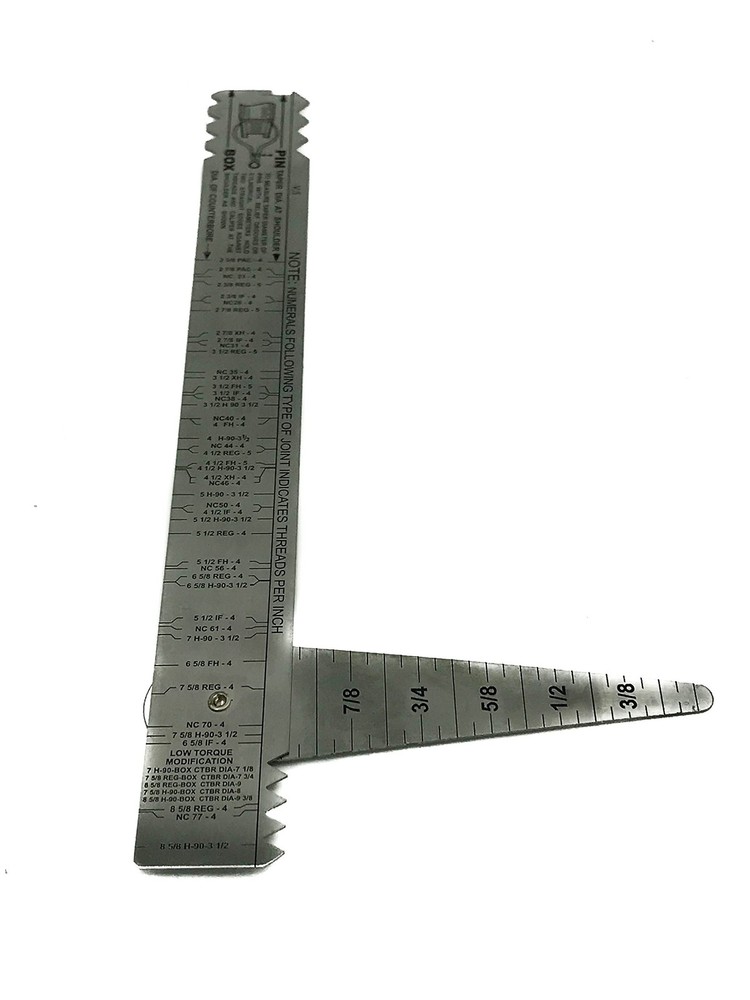 Drill Pipe Connection Thread Identification Ruler with Nozzle Gauge (1) Silver