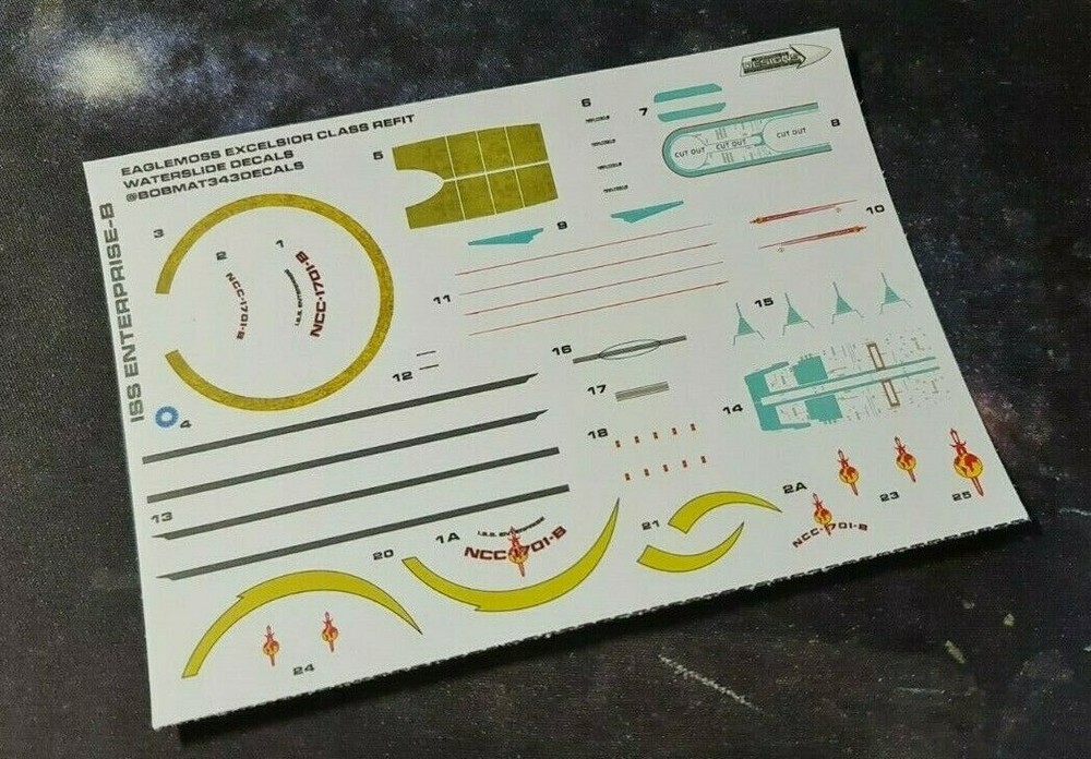 Star Trek Starships EAGLEMOSS EXCELSIOR CLASS REFIT DECALS - DECALS ONLY