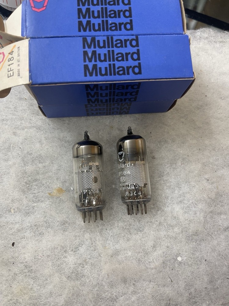 Mullard EF184 Mesh Plate O Getter NOS Matched Pair