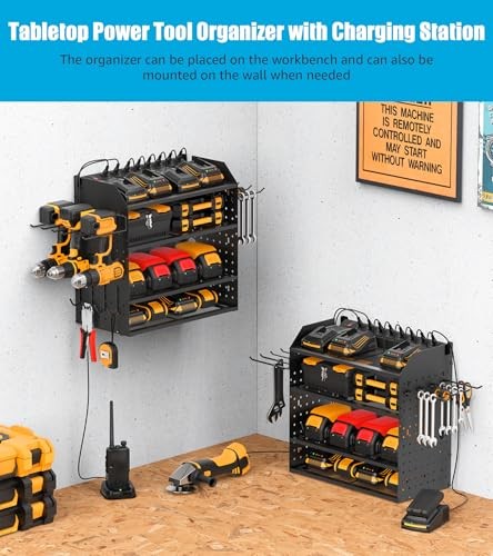 Modular Desk Power Tools Organizer with Charging Station, 4 Layer 6FT Black