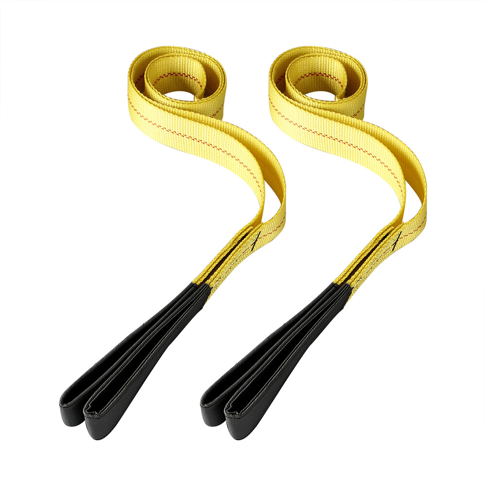 2Pack 6'x2" Web Tow Strap Lifting Hoist Sling 9000LBS Max Loop Flat Nylon Yellow