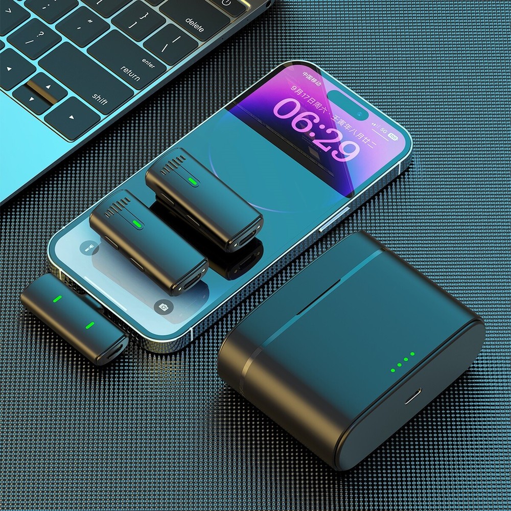 K10 Wireless Lavalier Microphone for For IPhone & Android -2 Mics NEW