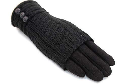 Winter Warm Knit Fingerless + Touchscreen Texting Thick Cotton Full Black