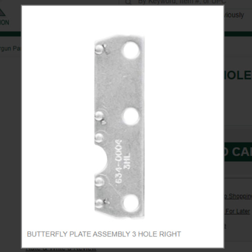 BUTTERFLY PLATE ASSEMBLY 3 HOLE RIGHT # 634-0005