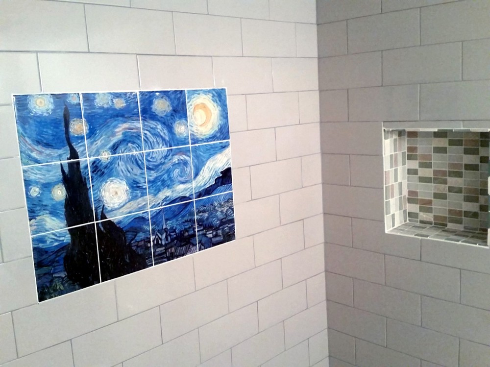 Vincent van Gogh Starry Night Ceramic Mural Backsplash Bath Tile #2186